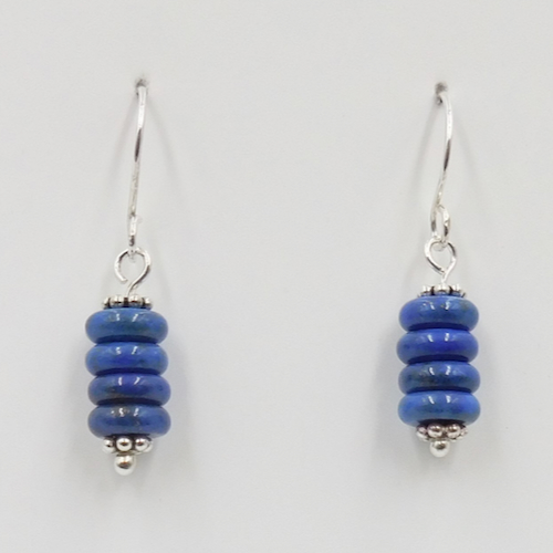 DKC-2028 Earrings, Drop Lapis Beads $60 at Hunter Wolff Gallery